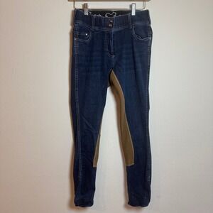 Goode Rider Women Denim Breeches Tan Suede Knee Patches Size 26R